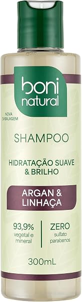 BONI NATURAL Shampoo Vegano e Natural de Argan e Linhaça