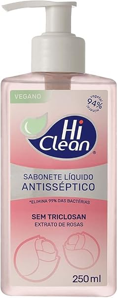 Hi Clean Sabonete Líquido Vegano Sem Triclosan Extrato de Rosas 250 ml