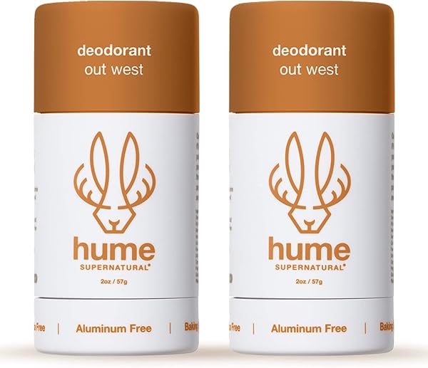 Hume Supernatural Desodorante sem Alumínio, Out West, Couro de Cedro, pacote com 2