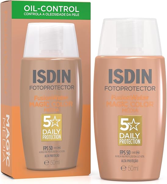 ISDIN Protetor Solar Facial Fusion Water Magic Color FPS 50 Cor Média 50ml