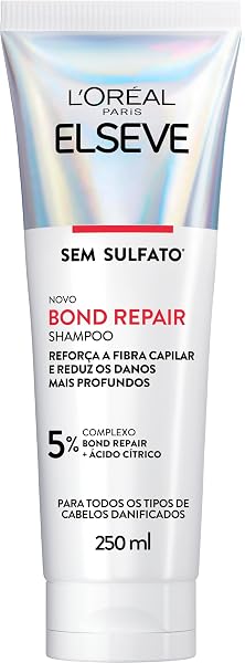 L’Oréal Paris Elseve Bond Repair Shampoo Reparação Molecular com Ácido Cítrico, 250ml