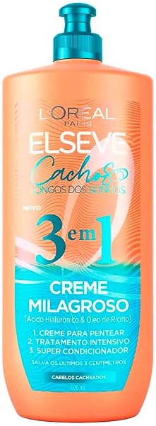 L'Oréal Paris Elseve Creme para Pentear Milagroso 3 em 1 Cachos Longos dos Sonhos 500 ml