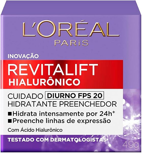 L'Oréal Paris Revitalift Hialurônico Creme Hidratante Facial Antirugas Diurno, 49g