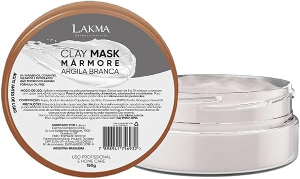 Mascara Argila Branca Clareadora 150g Lakma