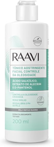 Raavi Tônico Adstringente Facial Controle da Oleosidade Pele Mista e Oleosa 200ml