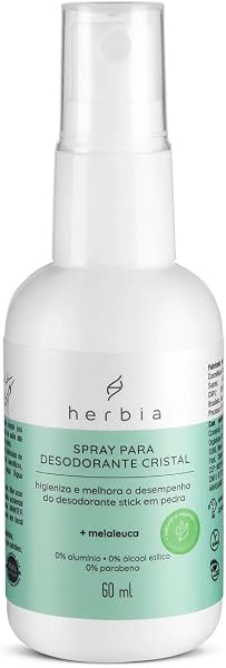 Spray para Desodorante Cristal Natural e Vegano 60ml Herbia